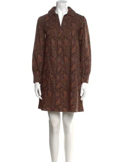 Pre-owned Celine Folk Mini Dress In Brown