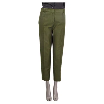Pre-owned Celine Forest Green Cotton Tapered Pants 42 L