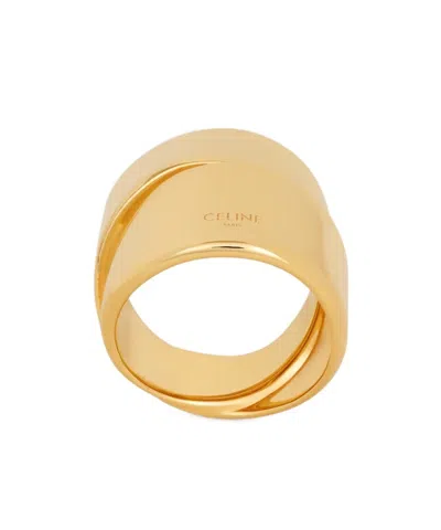 Celine Formes Abstraites Ribbon Ring In Brass With Gold Finish