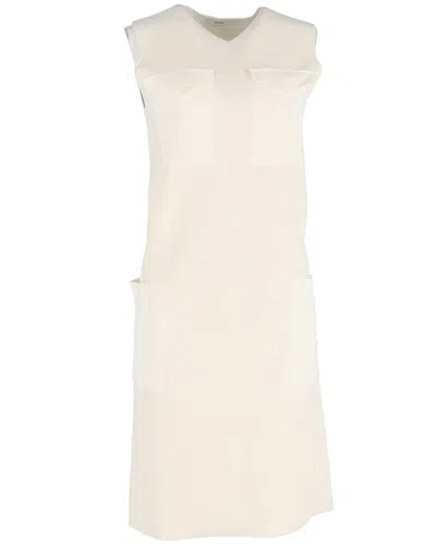 Pre-owned Celine Four-pocket Sleeveless Midi Dress (authentic Pre-loved) In White