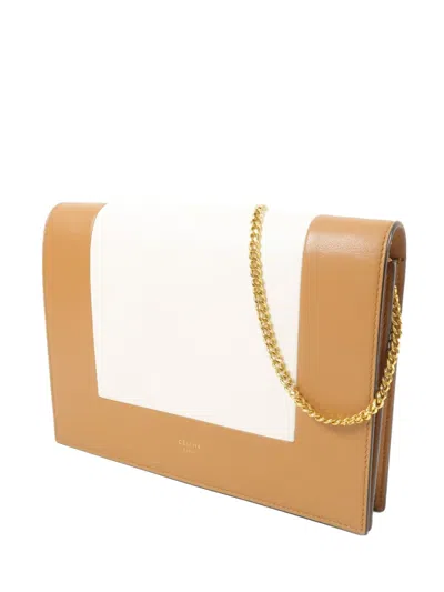 Pre-owned Celine Frame Leather Clucth Bag In Neutral