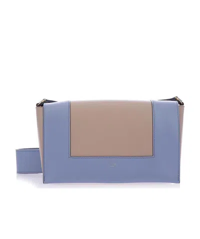 Celine Frame Medium Smooth Cow Leather Two-color Handbag In Blue