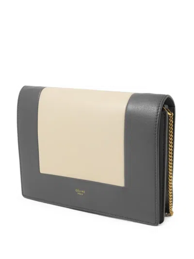 Pre-owned Celine Frame Wallet On Chain Shoulder Bag In Grey