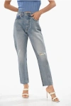 Celine Frayed Hem Mid Wash Jeans 15cm In Blue