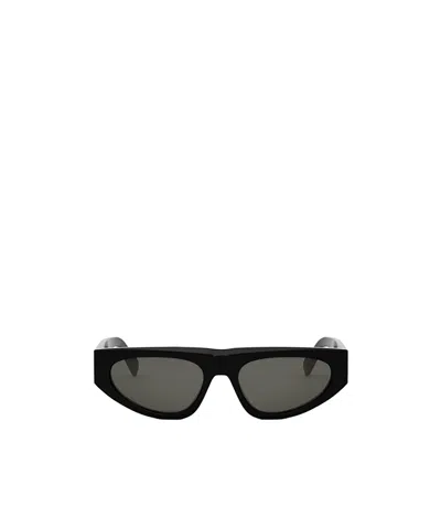 Celine Full Frame Sunglasses In Shiny Black/smoke
