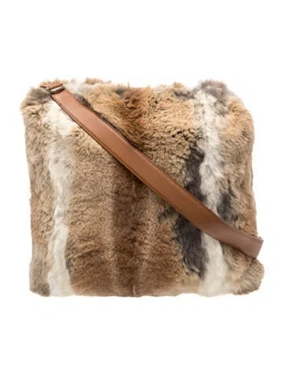 Pre-owned Celine Fur Shoulder Bag Medium Vintage In Neutrals