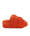 Celine Fur Slippers Triomphe Slippers In Orange