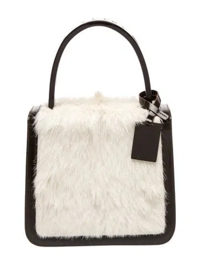Pre-owned Celine Fur Top Handle Bag Vintage In Brown