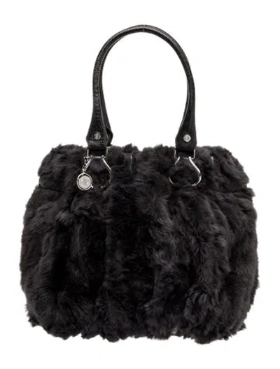 Pre-owned Celine Fur Tote Vintage In Black