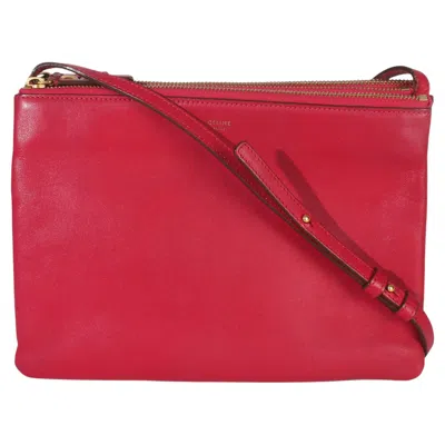 Pre-owned Celine Fuschia Lambskin Large Trio Crossbody In Pink