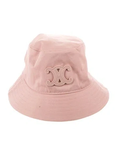 Pre-owned Celine Gabardine Triomphe Bucket Hat W/tags In Pink