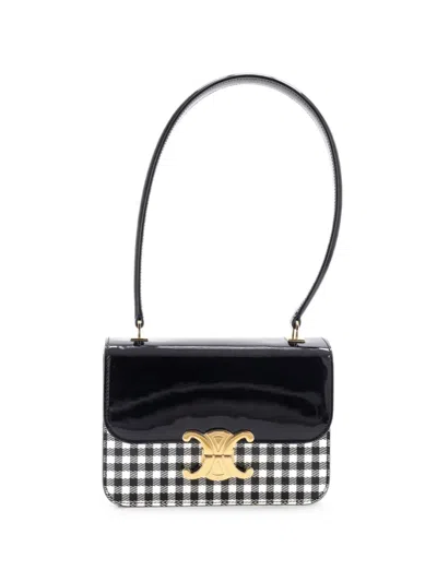Pre-owned Celine Garance Bag Printed Patent Teen Shoulder Bag In Black