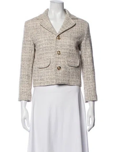 Pre-owned Celine Garance Tweed Pattern Blazer In Neutrals