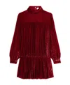 Celine Gathered Mini Dress In Flowing Velvet Lamé