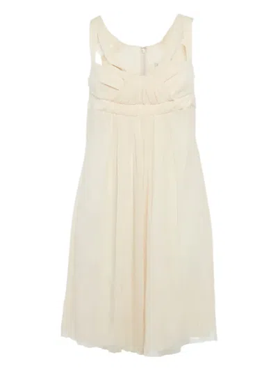 Pre-owned Celine Gathered Silk Dress In Neutral