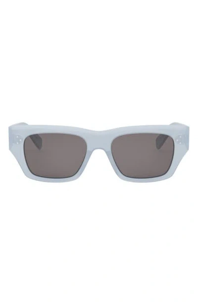 Celine Geometric 3 Dots 53mm Sunglasses In Shiny Light Blue/smoke