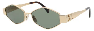 Celine Geometric Metal Sunglasses In 30n - Shiny Endura Gold / Green
