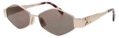 Celine Geometric Metal Sunglasses 54-16-135 In 28a - Shiny Rose Gold / Smoke