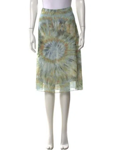Pre-owned Celine Georgette Midi Length Skirt In Green