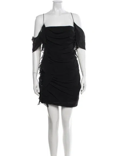 Pre-owned Celine Georgette Mini Dress In Black