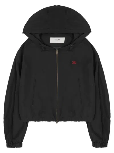 Celine Cotton Blend Windbreaker Jacket In Black