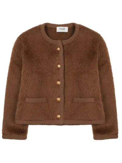 Celine Chasseur Mohair Jacket For Women In Brown