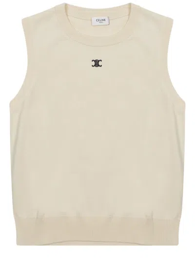 Celine Gilet Con Logo In Nude