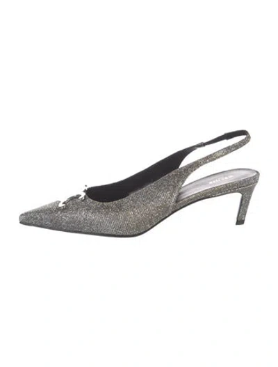 Pre-owned Celine Glitter Glitter Accents Slingback Pumps In Silver