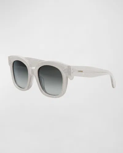 Celine Glittery Bold Acetate Square Sunglasses In Gray