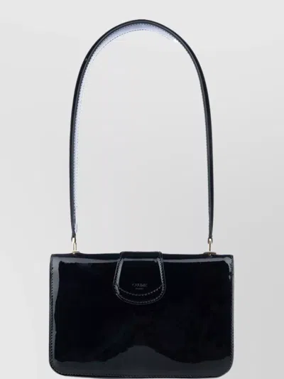 Celine Glossy Rectangular Top Handle Shoulder Bag In Black