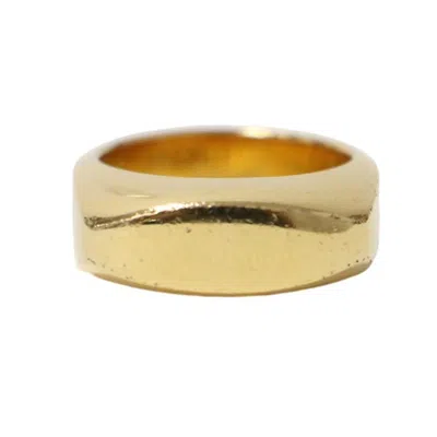 Pre-owned Celine Gold Brass Band Ring ()