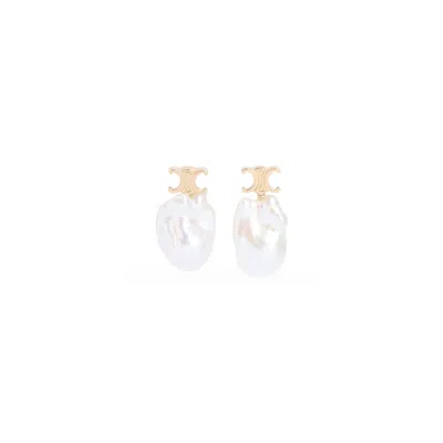 Celine Gold Brass Pearl Earrings