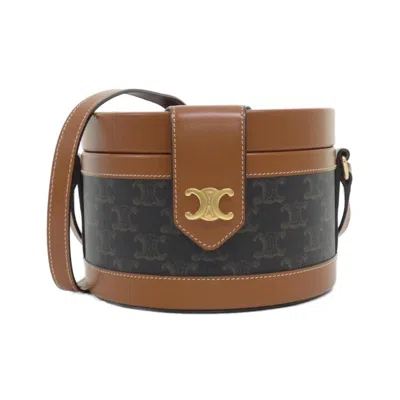 Pre-owned Celine Gold Canvas Leather Shoulder Bag ()