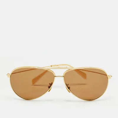 Pre-owned Celine Gold Cl40062u Aviator Sunglasses