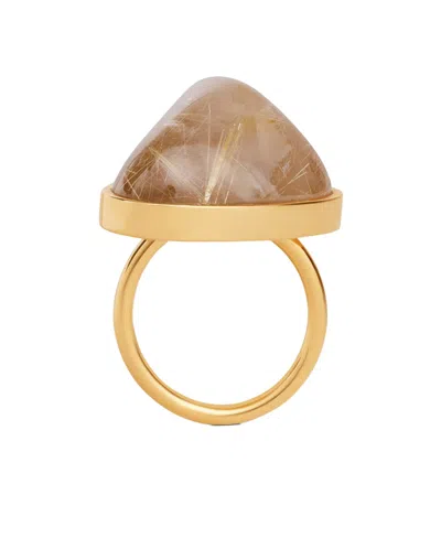 Celine Gold Decorated Rutile Quartz Ring In Yellow