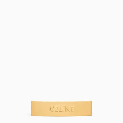 Celine Gold-finished Hair Clip With Signature Engraving For Ss23 In Silver