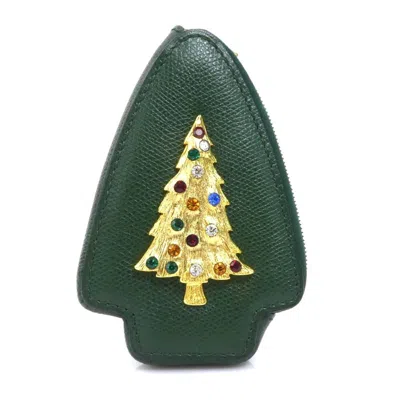 Pre-owned Celine Gold Green Multi-color Leather Metal Coin Purse/coin Case ()
