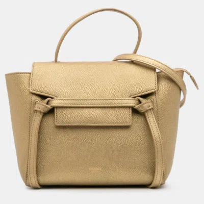 Pre-owned Celine Gold Nano Grained Calfskin Belt Bag