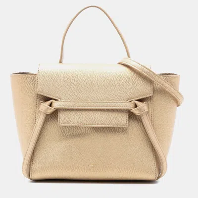 Pre-owned Celine Gold Nano Grained Calfskin Belt Bag