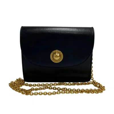 Pre-owned Celine Gold Navy Leather Shoulder Bag () In Gold, Navy