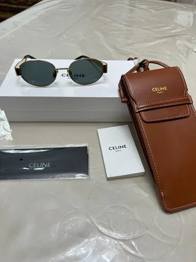 Pre-owned Celine Gold Oval Sunglasses With Brown Lenses