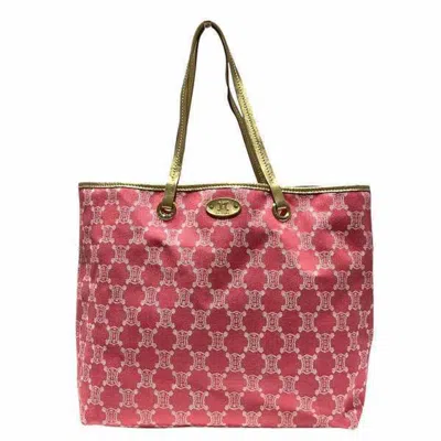 Pre-owned Celine Gold Pink Canvas Leather Shoulder Bag Tote Bag ()