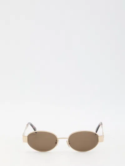 CELINE CELINE GOLD ROSE BROWN TRIOMPHE 01 METAL SUNGLASSES