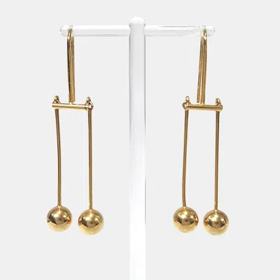 Pre-owned Celine Gold Tone Drop Earrings