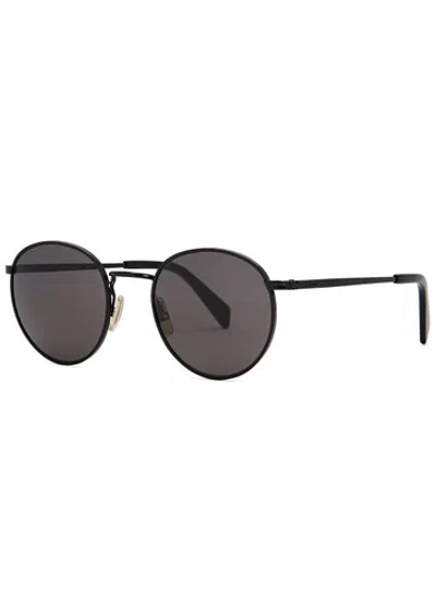 Celine Gold-tone Round-frame Sunglasses In Black