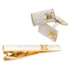 Celine Gold-tone "triomphe" Cufflinks And Tie Link Set In Gold