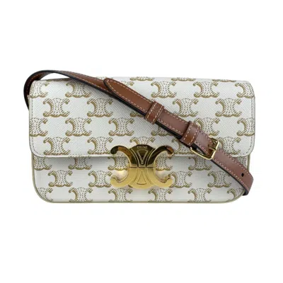 Pre-owned Celine Gold White Coated Canvas Shoulder Bag () In Multi