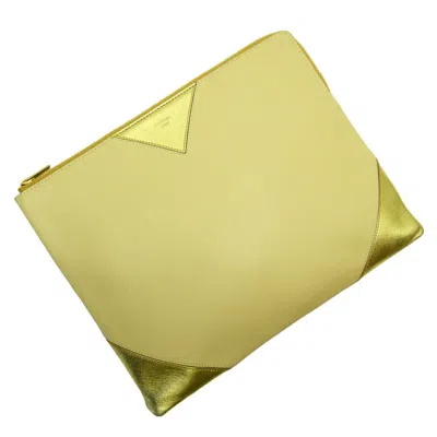 Pre-owned Celine Gold Yellow Leather Clutch Bag () In Gold, Yellow