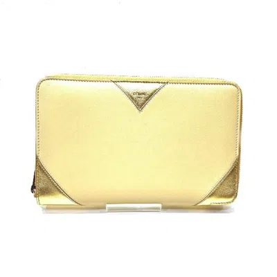 Pre-owned Celine Gold Yellow Leather Long Wallet (bi-fold) ()