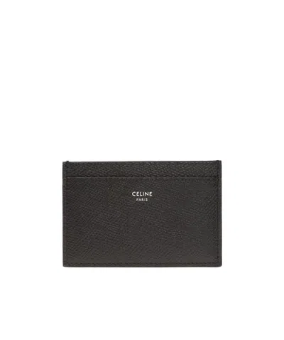 Celine Grain Beef Leather Card Bag In Black